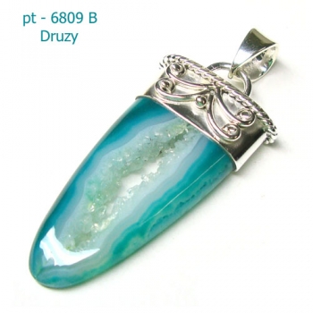 Vintage style agate druzy pure silver pendant jewelry for women